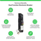 Square D QO 15 Amp Single-Pole Dual Function (CAFCI and GFCI) Circuit Breaker, QO115DFC