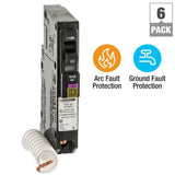 Square D QO 20 Amp Single-Pole Dual Function (CAFCI and GFCI) Circuit Breaker, 6-Pack
