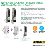 Square D QO 20 Amp Single-Pole Dual Function (CAFCI and GFCI) Circuit Breaker, 6-Pack