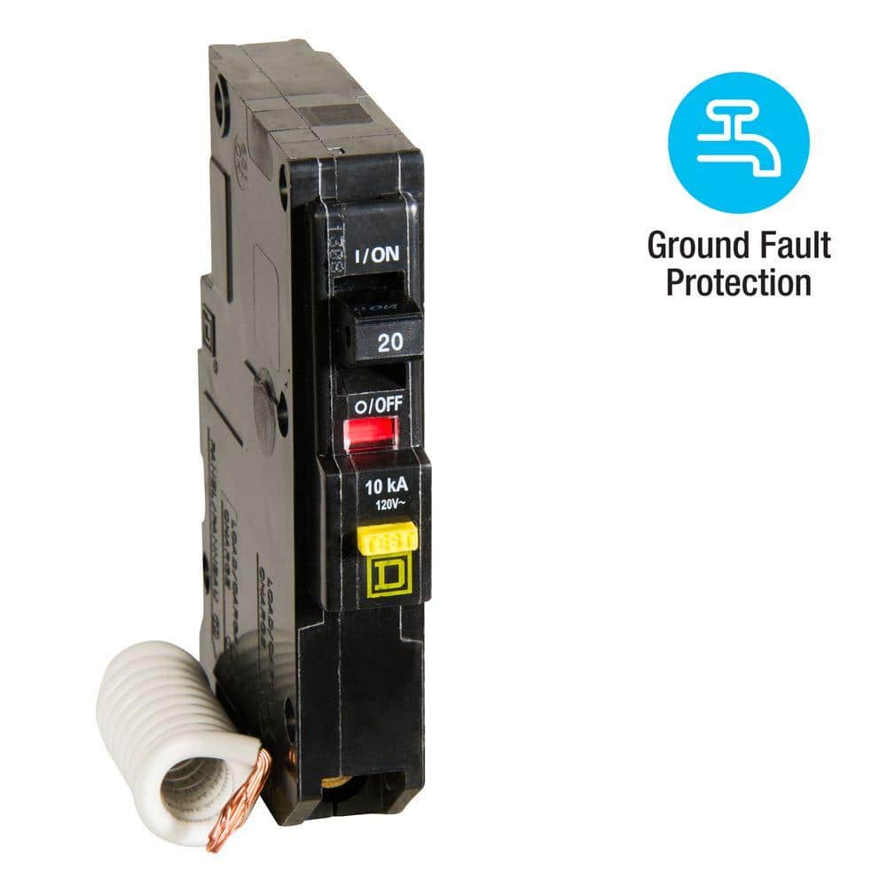 Square D QO Qwik-Gard 20 Amp Single-Pole GFCI Circuit Breaker, QO120GFICP