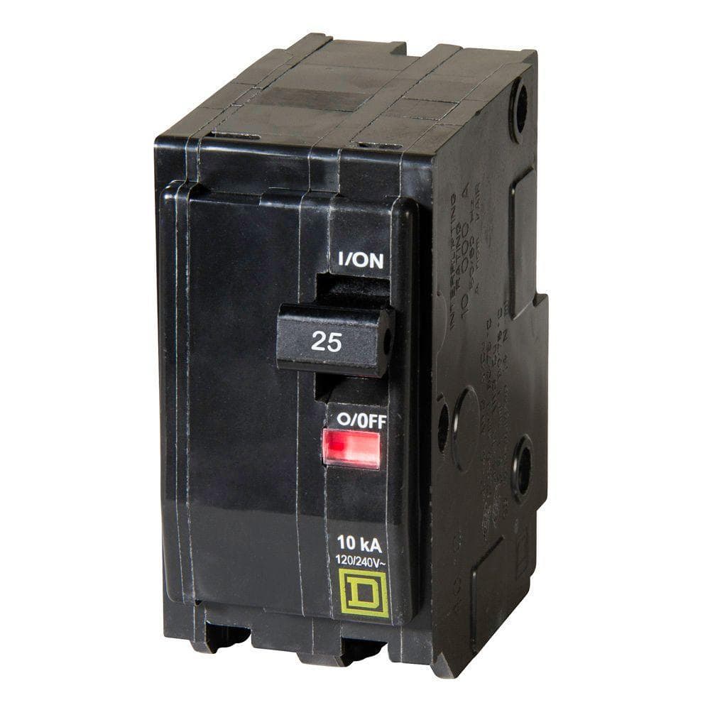 Schneider Electric Square D QO 25 Amp 2-Pole Circuit Breaker, 120/240V, 10 kA