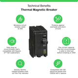 Schneider Electric Square D QO 25 Amp 2-Pole Circuit Breaker, 120/240V, 10 kA