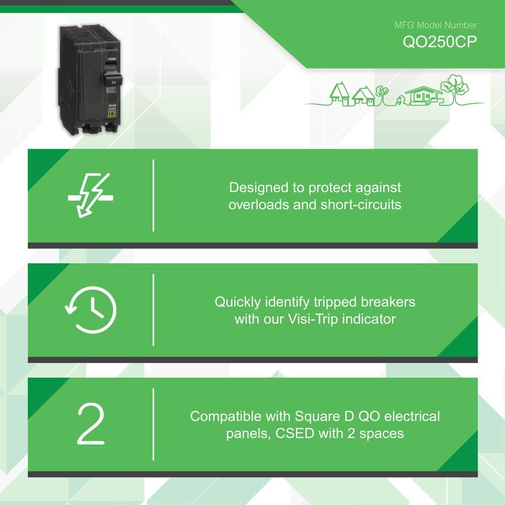 Square D QO 50 Amp 2-Pole Circuit Breaker(QO250CP)