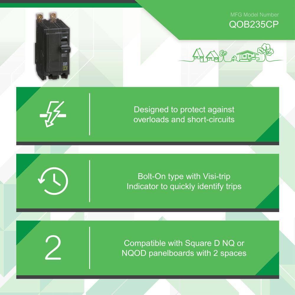 Square D QO 35 Amp 2-Pole Bolt-On Circuit Breaker