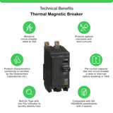 Square D QO 35 Amp 2-Pole Bolt-On Circuit Breaker