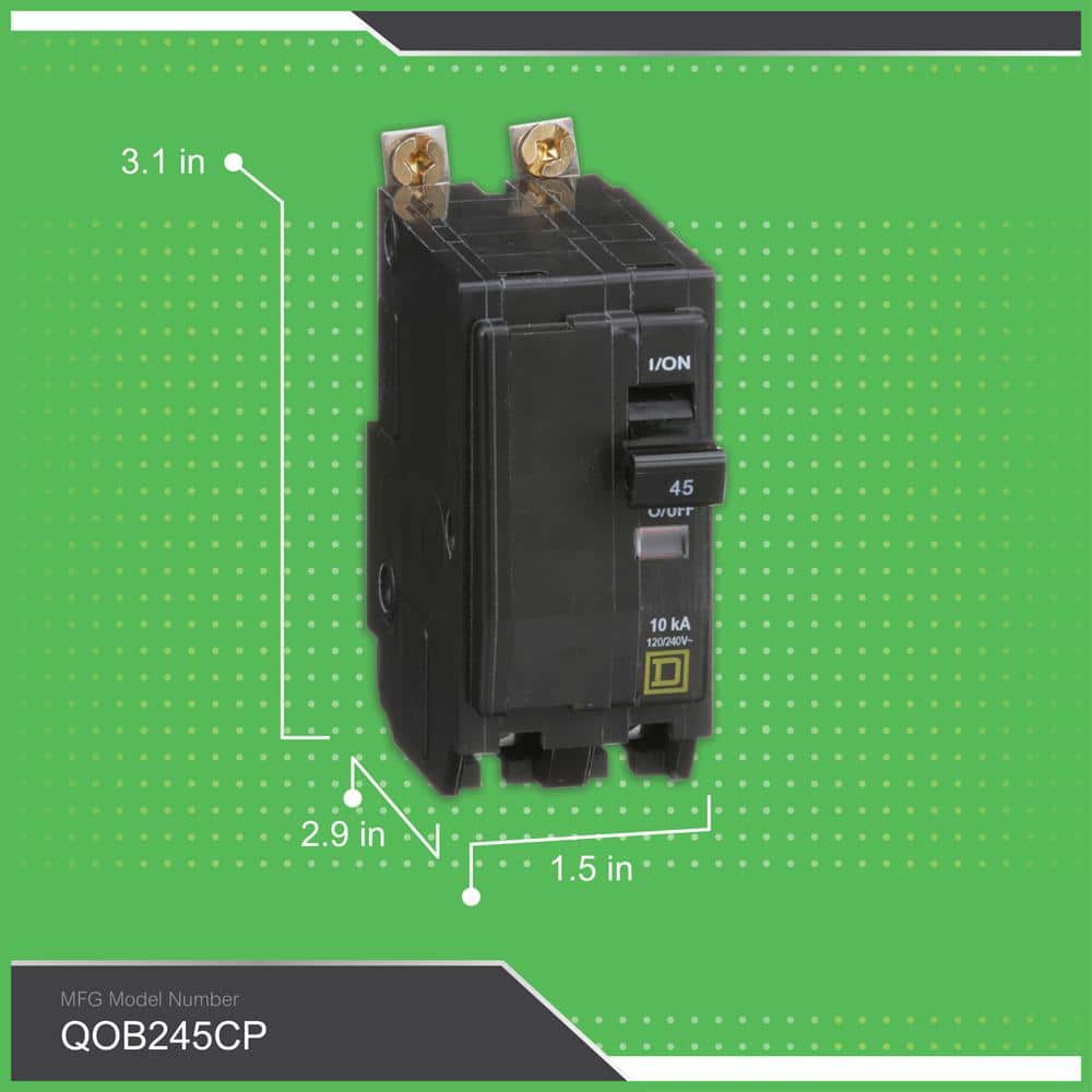 Square D QO 45 Amp 2-Pole Bolt-On Circuit Breaker
