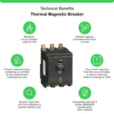 Square D QO 15 Amp 3-Pole Bolt-On Circuit Breaker