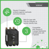 Square D QO 40 Amp 3-Pole Bolt-On Circuit Breaker