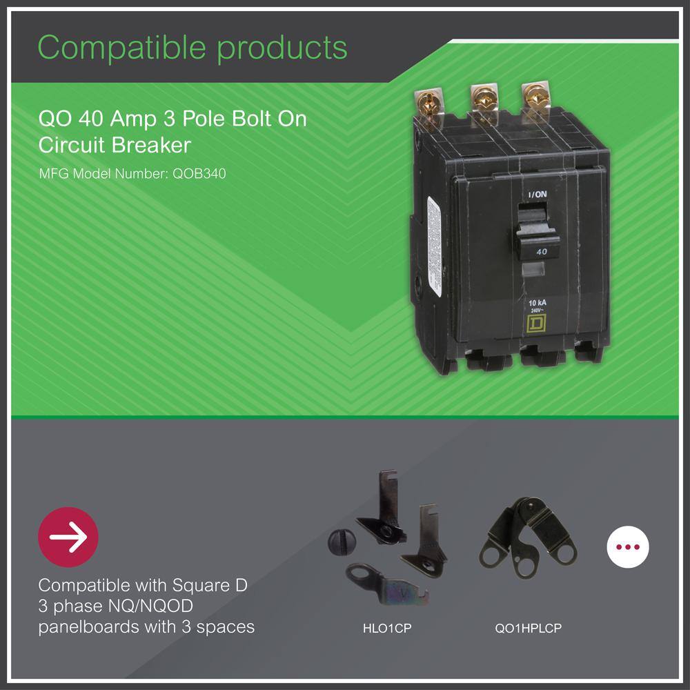 Square D QO 40 Amp 3-Pole Bolt-On Circuit Breaker