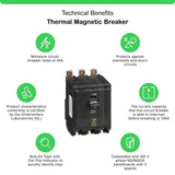 Square D QO 40 Amp 3-Pole Bolt-On Circuit Breaker