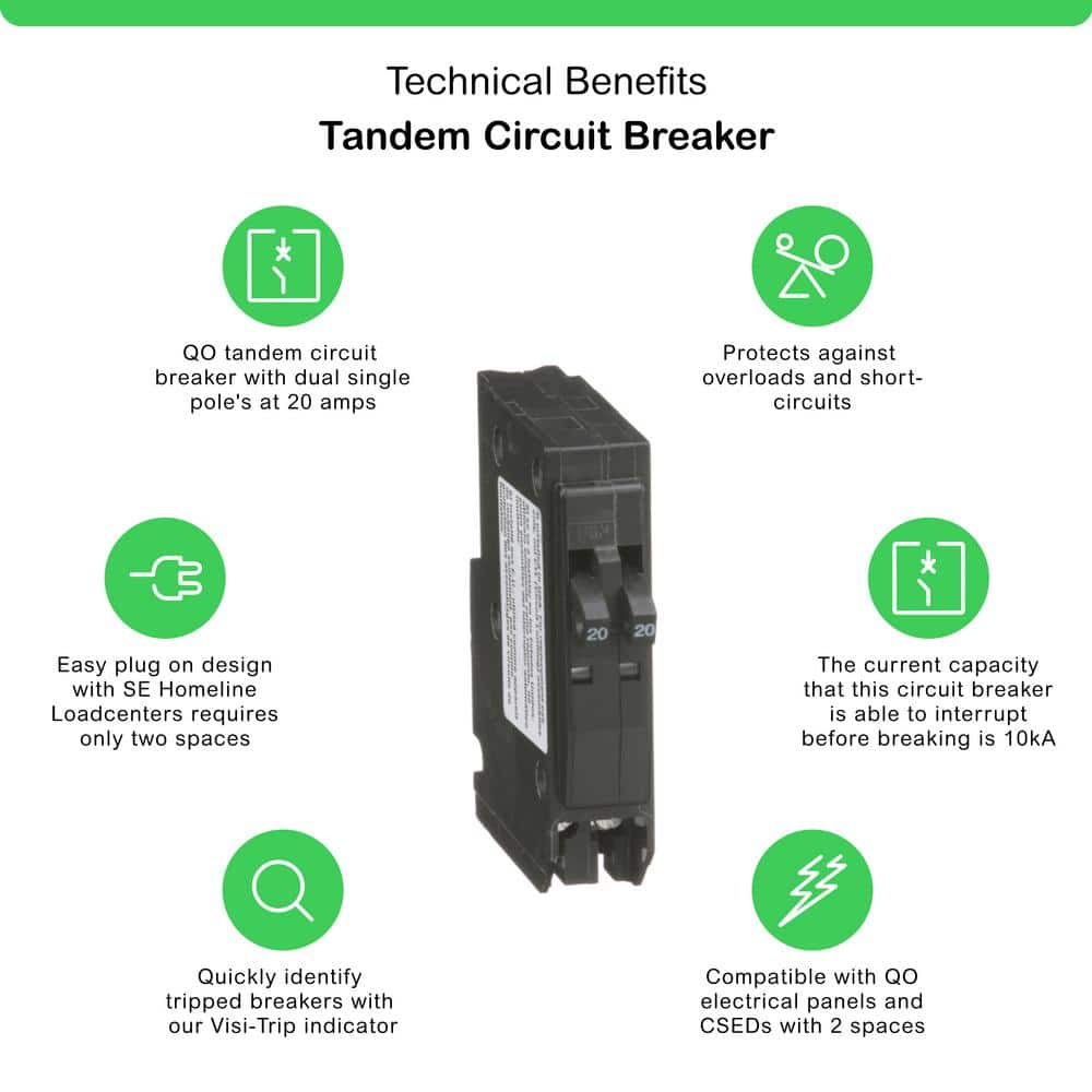 QO 2-20 Amp Single-Pole Class CTL Tandem Circuit Breaker