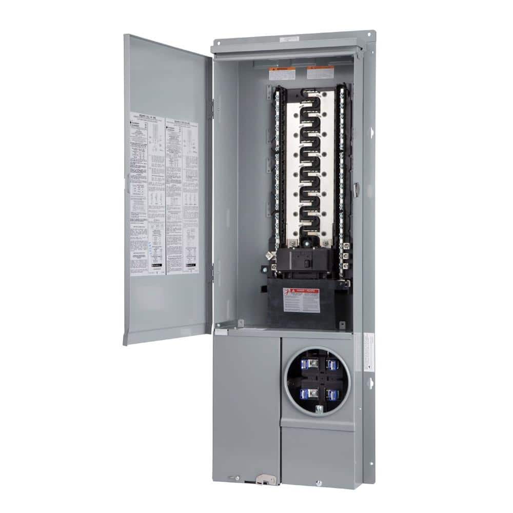 Square D Homeline Ring Type Overhead/Underground 200-Amp 30-Space 42-Circuit Outdoor Main Breaker Meter Combo Plug-On Neutral Load Center - SC3042M200PF