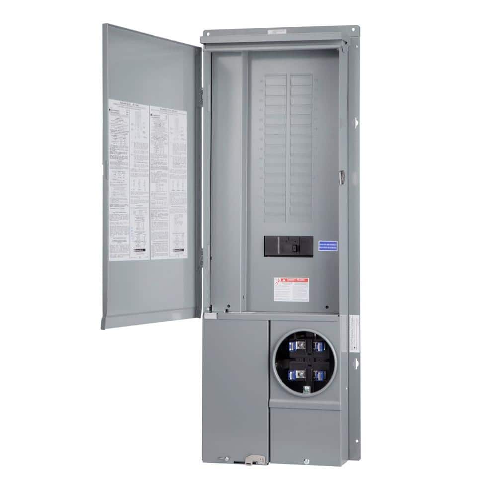 Square D Homeline Ring Type Overhead/Underground 200-Amp 30-Space 42-Circuit Outdoor Main Breaker Meter Combo Plug-On Neutral Load Center - SC3042M200PF