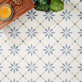 Lapaz White Flower 9x9 Matte Porcelain Tile - Mediterranean Design