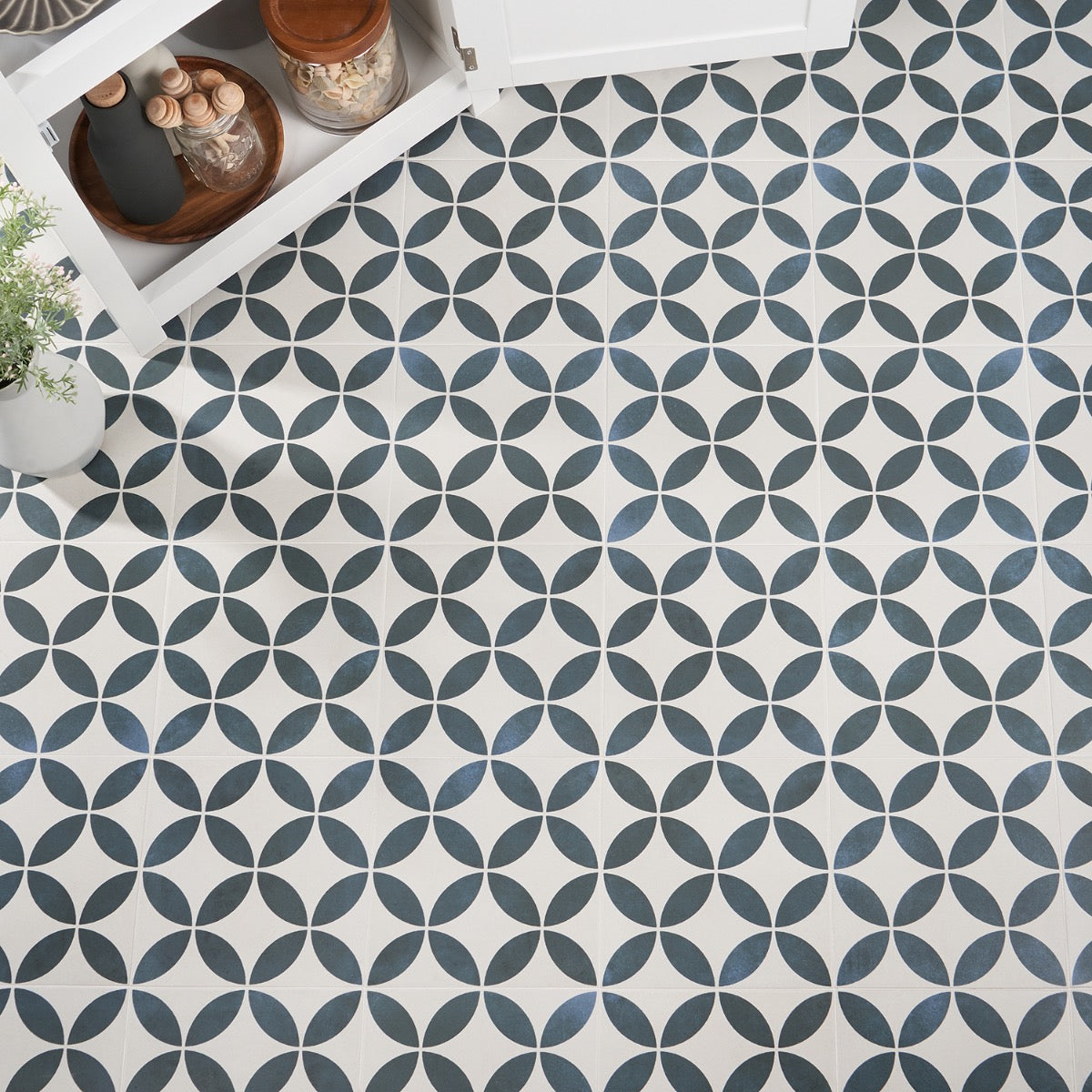 Lapaz Petals Blue 9x9 Matte Porcelain Tile - Lux Tile