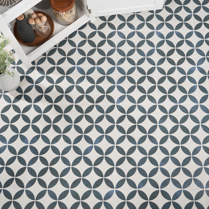 Lapaz Petals Blue 9x9 Matte Porcelain Tile - Lux Tile