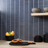 Kai Royal Blue 1x4" Crackled Glossy Porcelain Mosaic Tile - Lux Tile