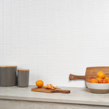 Kai White Matte Porcelain Mosaic Tile - 1x4" Tri-Stacked Design