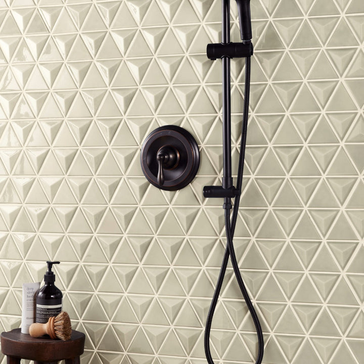 Brookline Triangle Celadon Green 4" Glossy Ceramic Mosaic Tile by Lux Tile