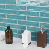 Lux Tile Seaport Aquamarine 2x10 Polished Ceramic Subway Tile