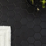 Meadowmere Black 3" Hexagon Matte Ceramic Tile - Lux Tile