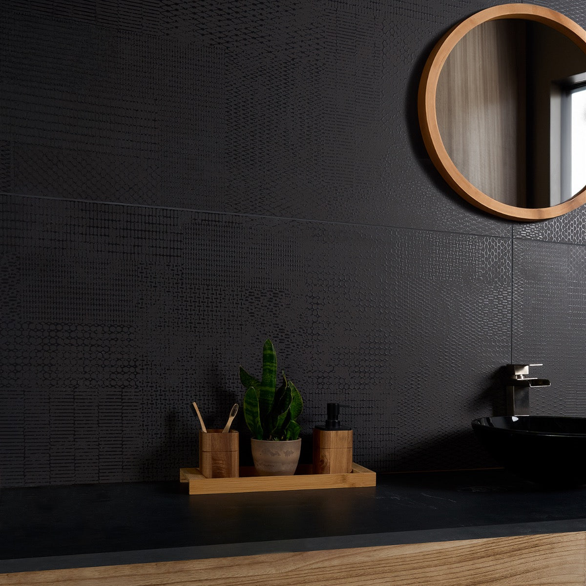 Prints Antracite Black 24x48 Matte Porcelain Tile - Lux Tile