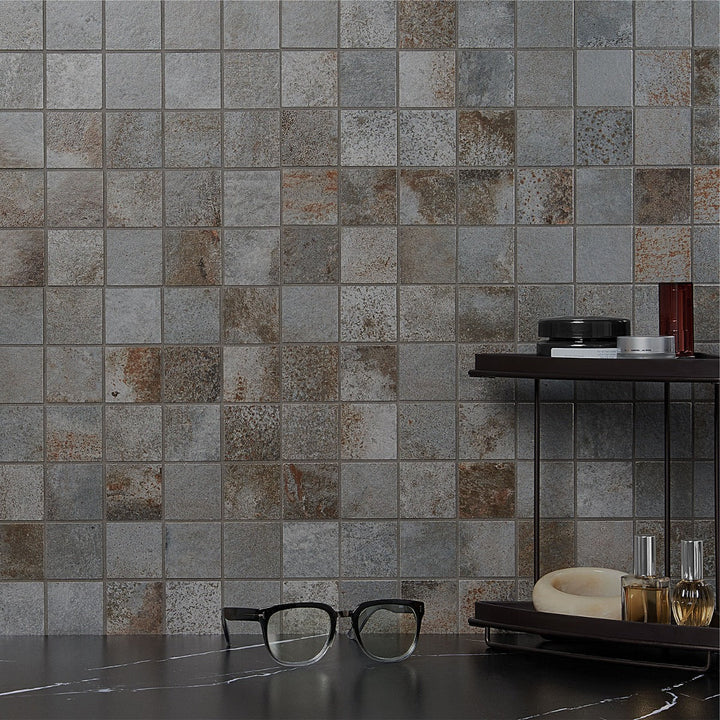 Angela Harris Flatiron Graphite Gray 2x2 Matte Porcelain Mosaic Tile