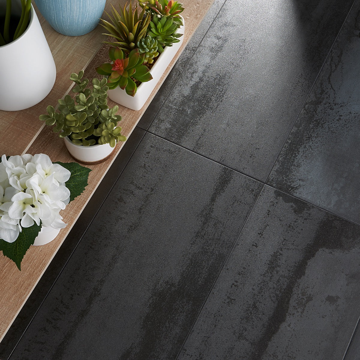 Hewlett Black Matte Porcelain Tile 12x24 - Lux Tile
