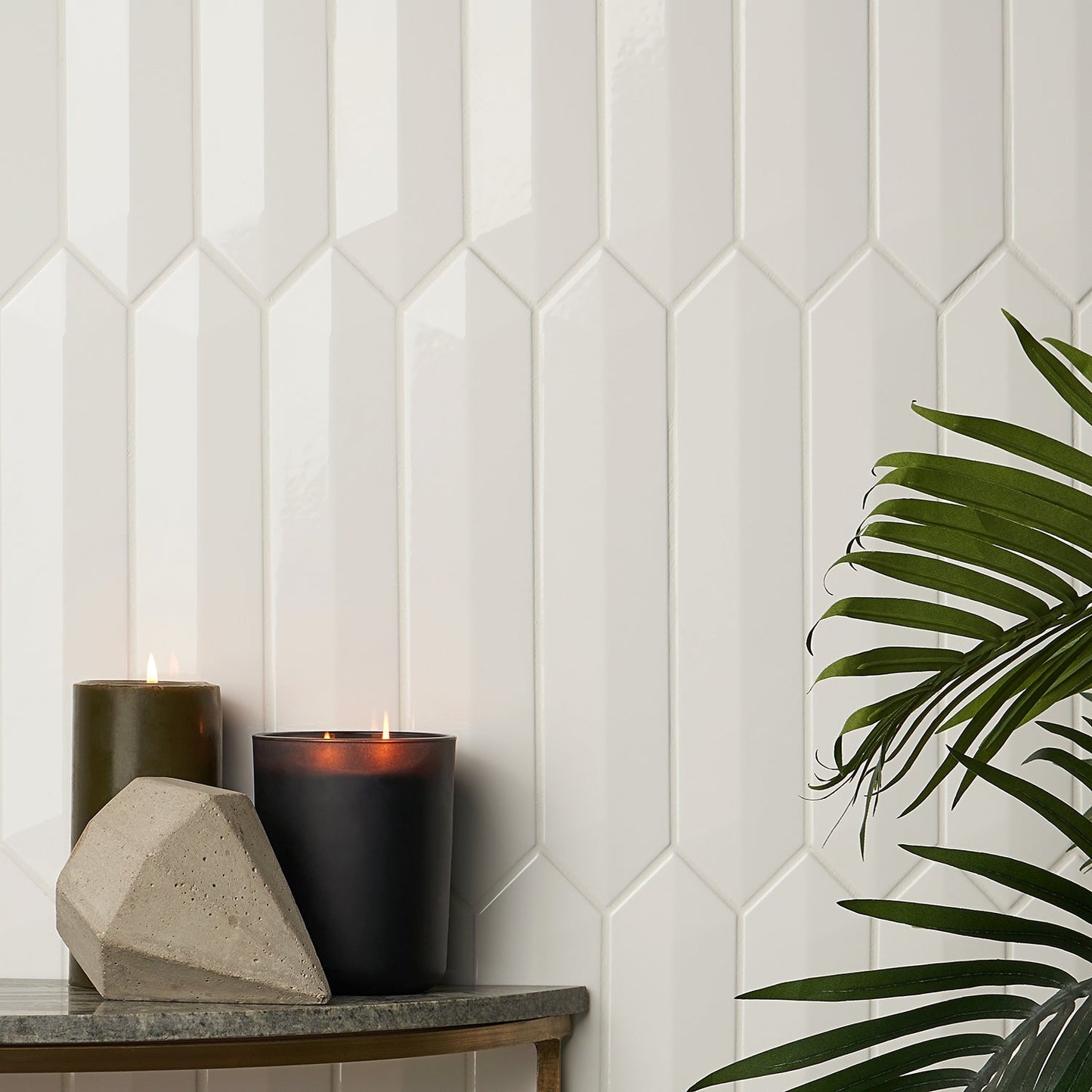 Kent White 3D Picket Polished Ceramic Wall Tile - 2x13