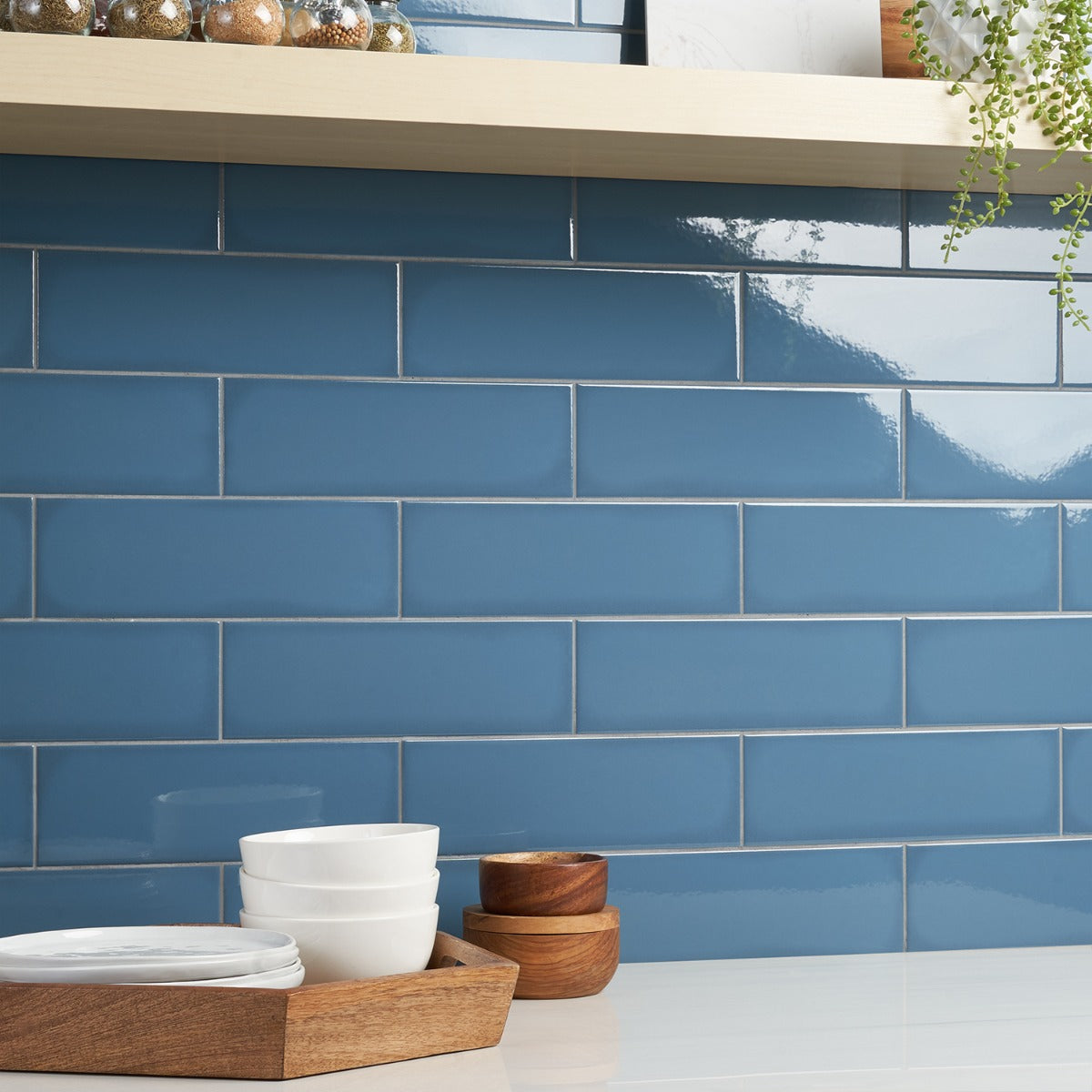 Park Hill Blue 4x12 Polished Porcelain Subway Tile by Lux Tile