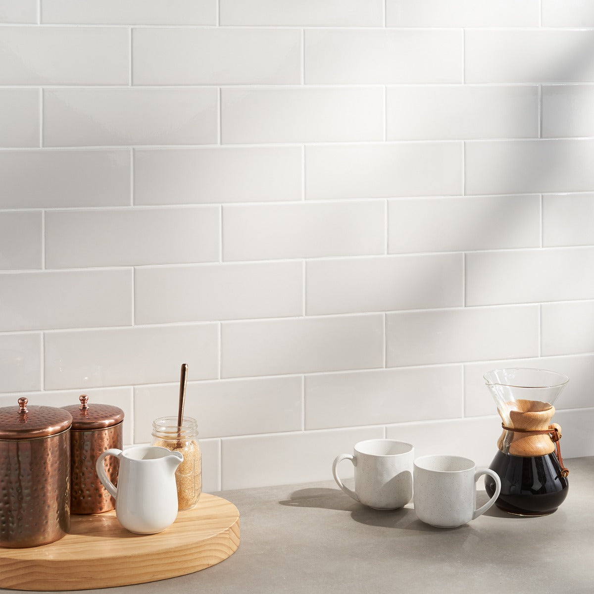 Lux Tile Monumental Mist White 4x12 Polished Porcelain Subway Tile