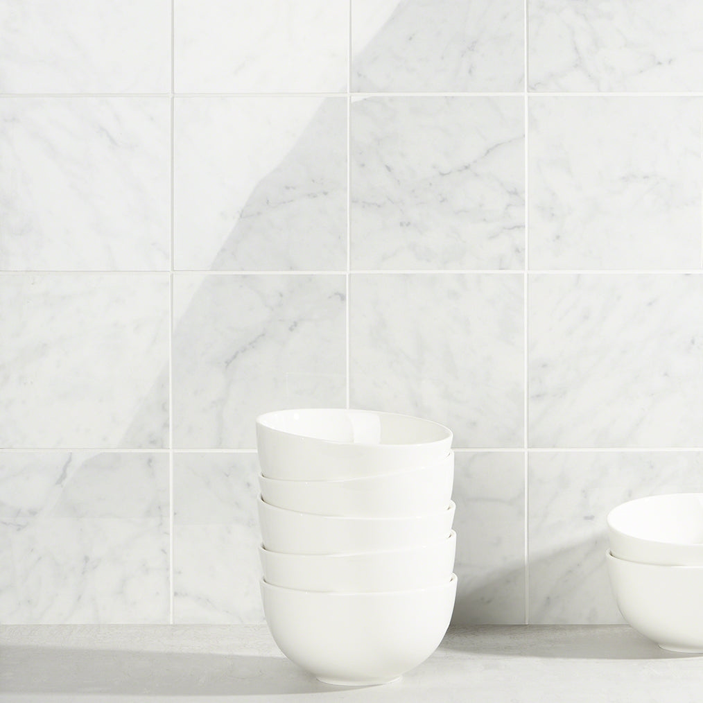 Marble Tech Bianco Gioia 6x6 Polished Porcelain Tile - Lux Tile