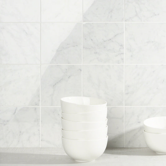Marble Tech Bianco Gioia 6x6 Polished Porcelain Tile - Lux Tile