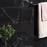Lux Tile Marble Tech Port Laurent Black 12x24 Polished Porcelain Tile