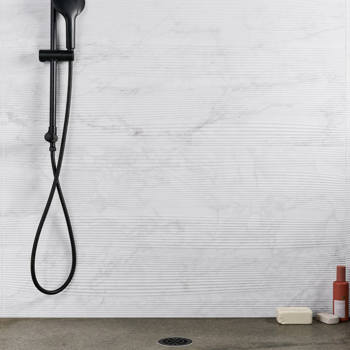 Autograph Vibe Caldia Oro White 24x48 3D Textured Marble Look Matte Porcelain Tile