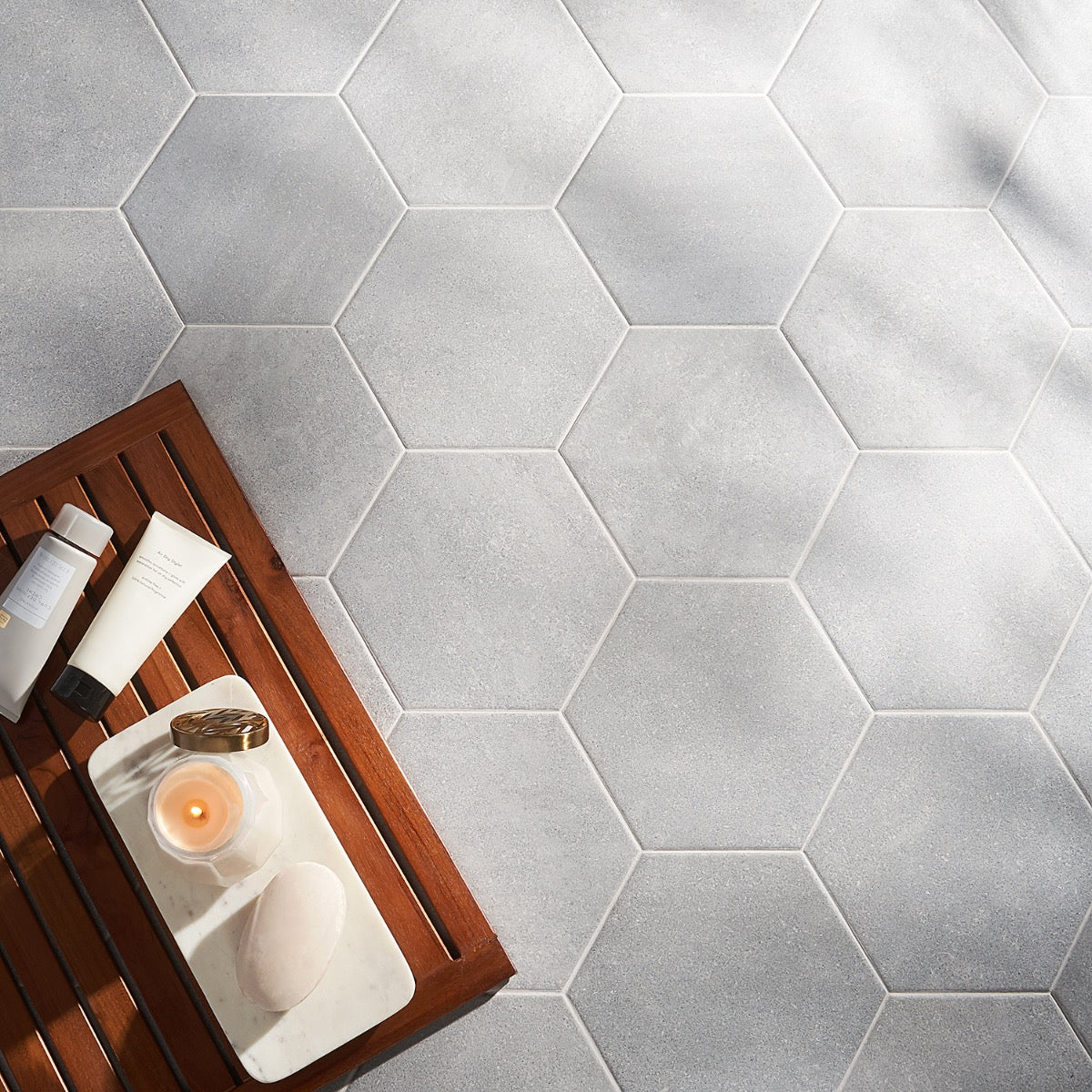 Texstone Gris Gray 9" Hexagon Matte Porcelain Tile - Lux Tile