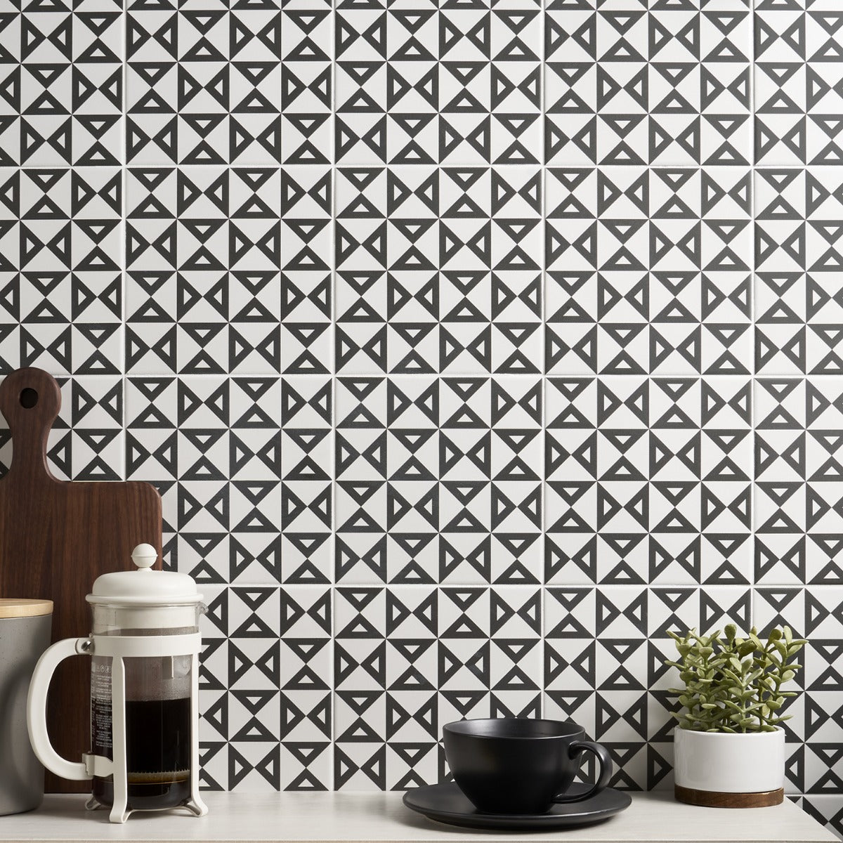 B2W Black & White 8x8 Matte Porcelain Tile - Lux Tile