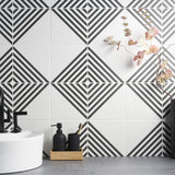 Lux Tile B2W Stripe Positive 8x8 Matte Porcelain Tile