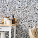 Chips Macro Azur Blue 8x8 Matte Porcelain Tile - Terrazzo Look