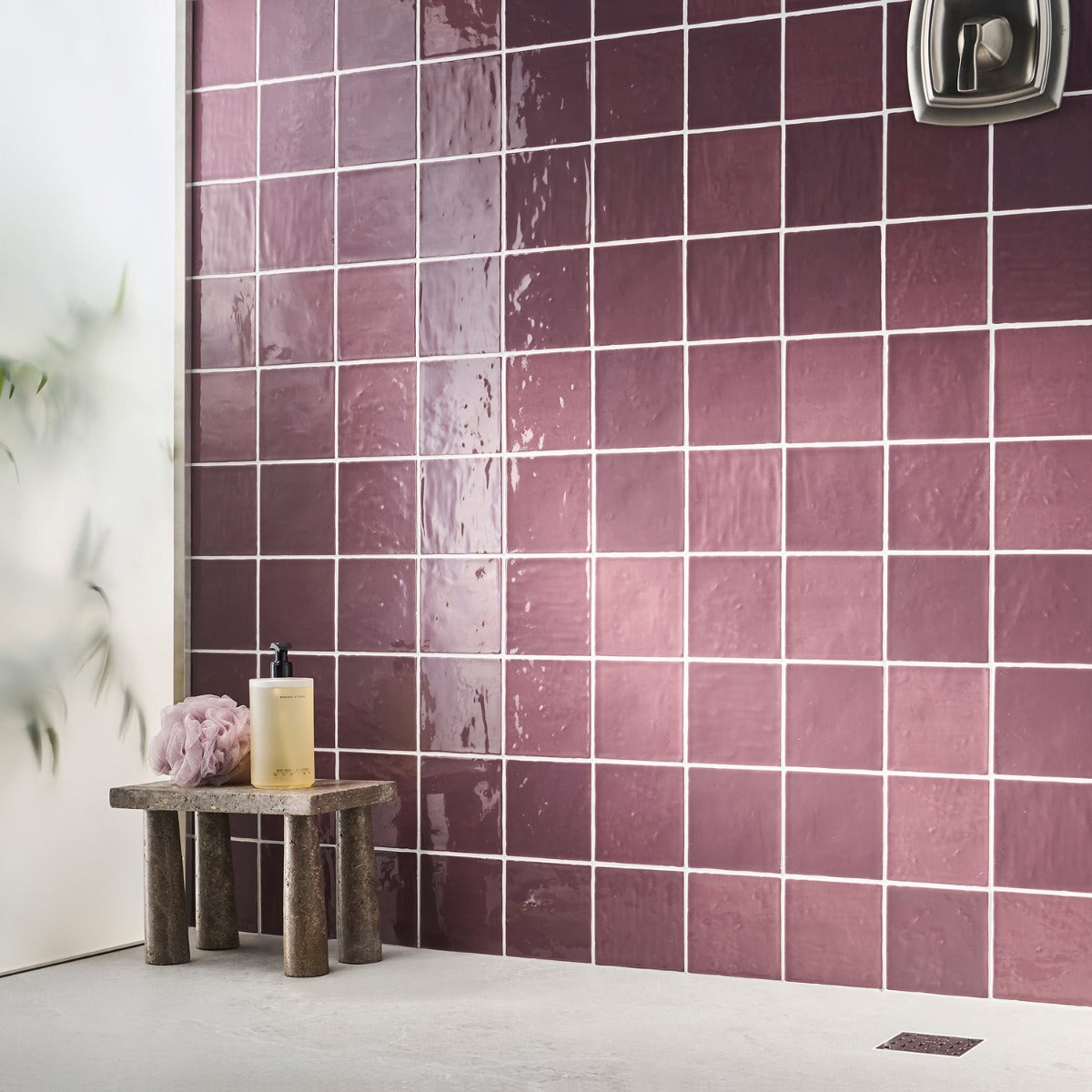 Mulberry Purple 4x4 Zellige Glossy Ceramic Tile by Lux Tile