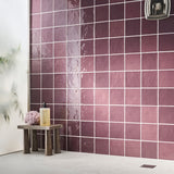 Mulberry Purple 4x4 Zellige Glossy Ceramic Tile by Lux Tile