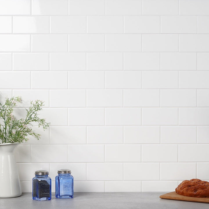 Basic White 3x6 Polished Ceramic Subway Tile for Bathroom and Kitchen Walls