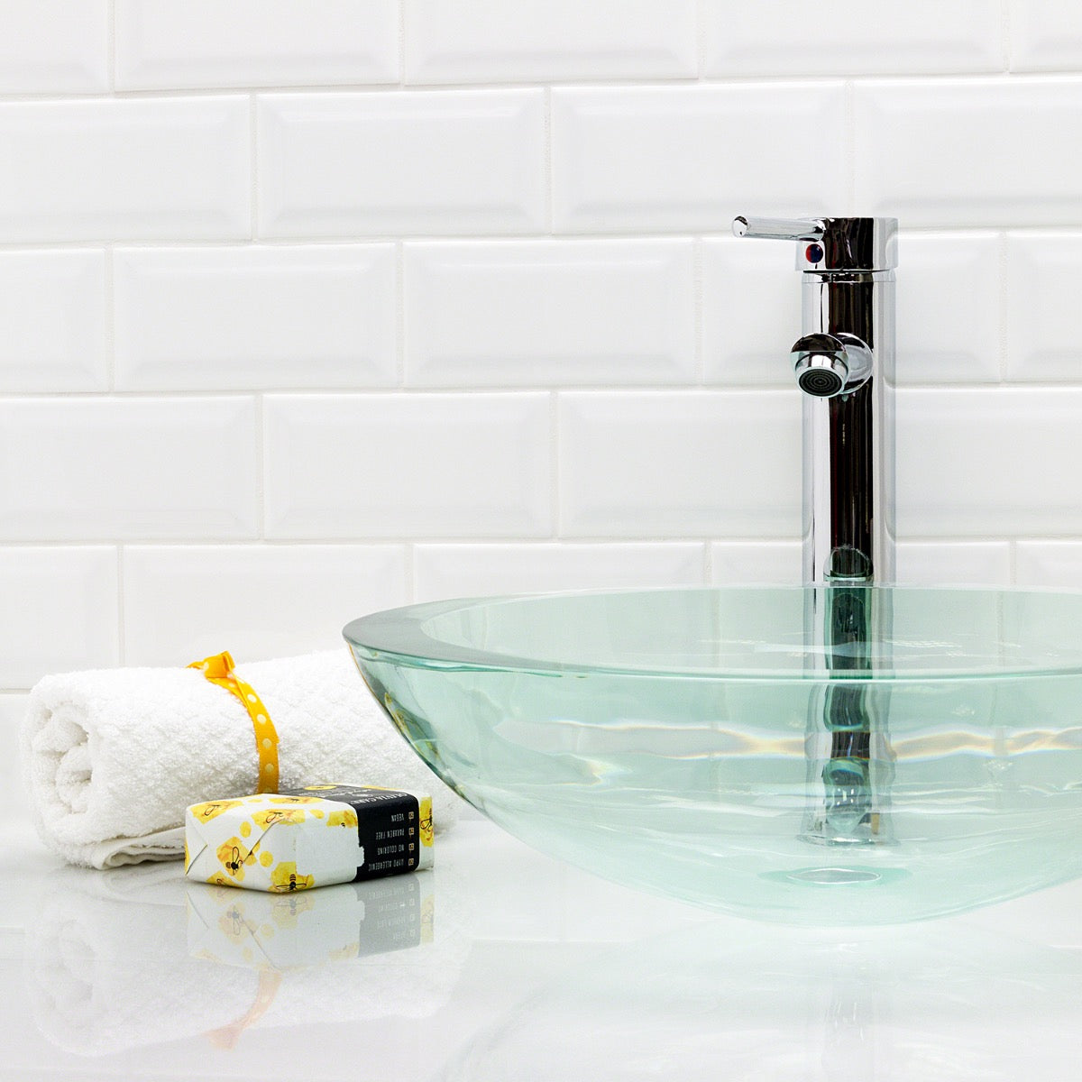 Tilebar Basic White 3x6 Beveled Polished Ceramic Subway Wall Tile