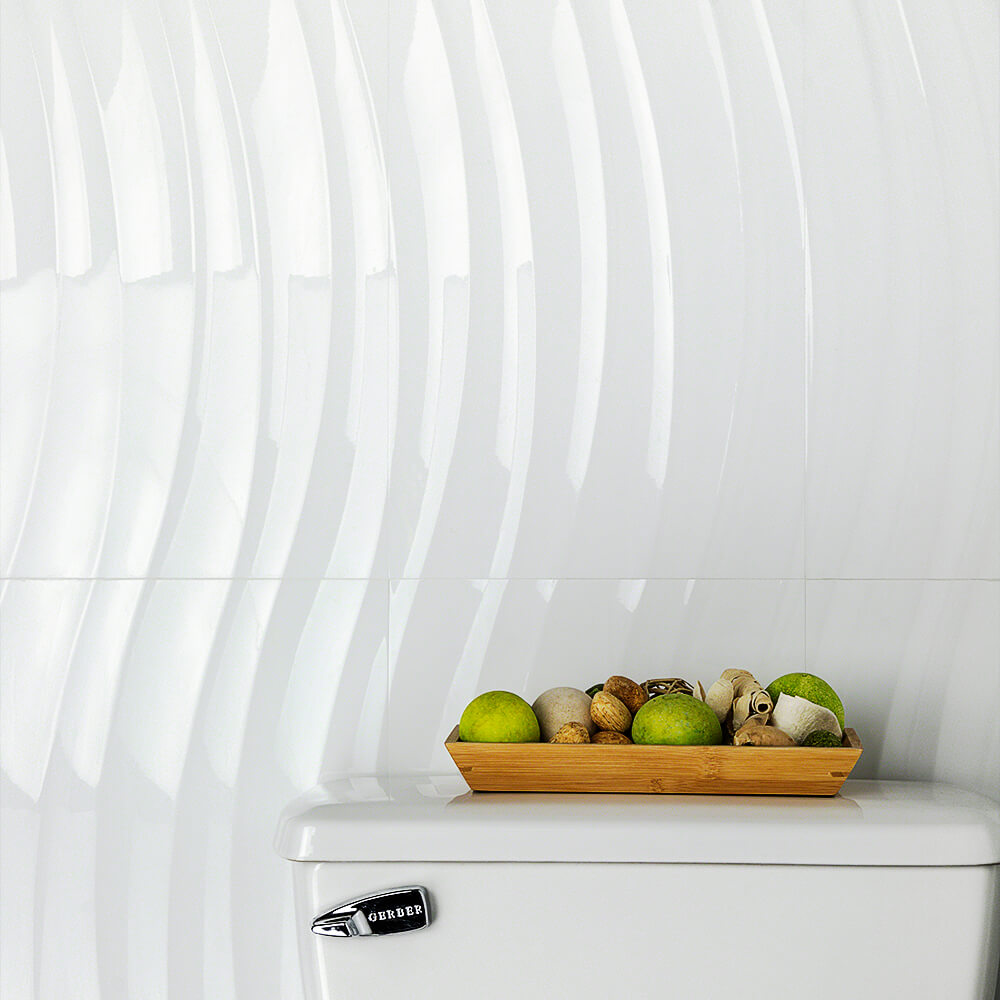 Gentle Waves White 12x36 Polished Ceramic Wall Tile