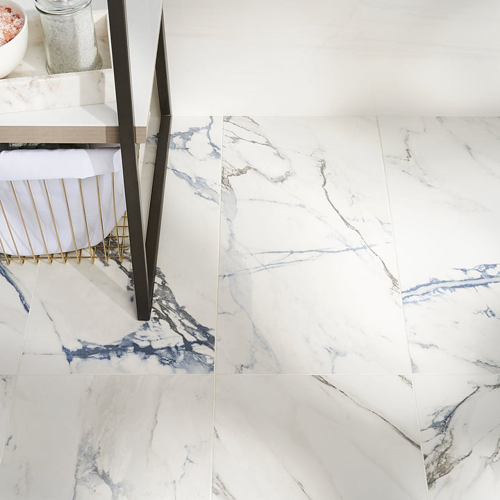 Calacatta Azur Matte Porcelain Tile 12x24 - Lux Tile