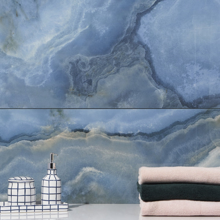 Jewel Onyx Blue 24x48 Polished Porcelain Tile by Lux Tile