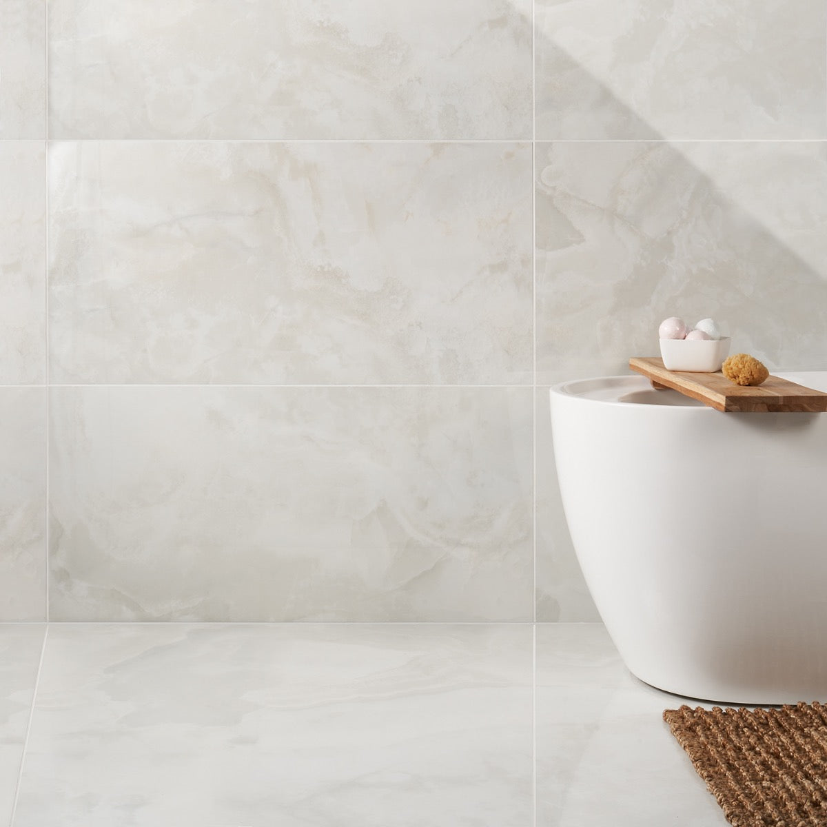 Lux Tile Jewel Onyx White 24x48 Polished Porcelain Tile