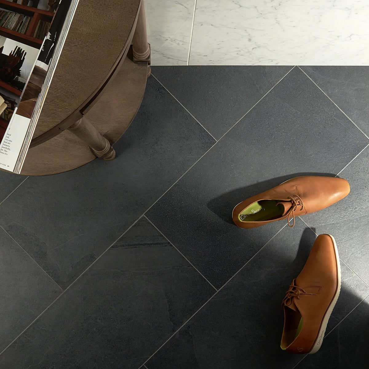 Fordham Nero Black Matte Porcelain Tile 12x24 - Durable Stone Look