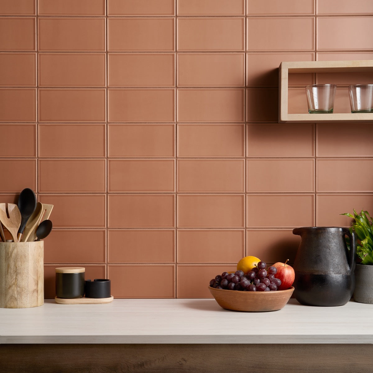 Stacy Garcia Maddox Frame Terracotta 4x8 Matte Ceramic Subway Tile