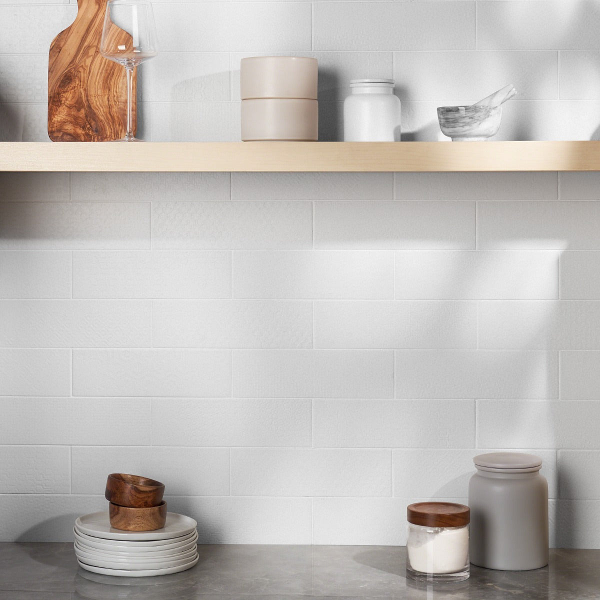 Tessuto White Matte Porcelain Subway Tile 4x12 - Lux Tile